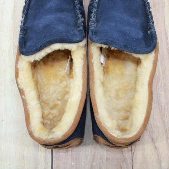 LL BEAN Blue Suede Wicked Good Shearling Lined Slippers Venetian 11 M - Picture 6 of 9